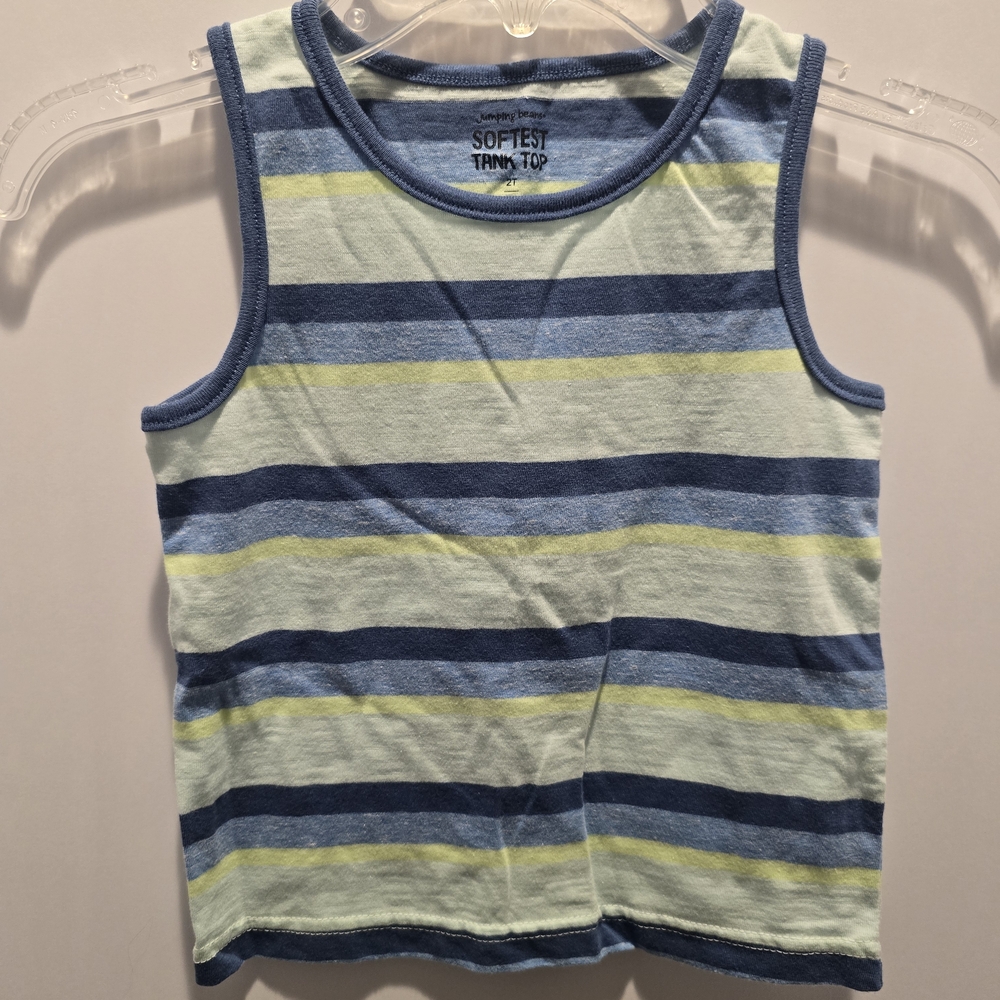 Jumping Beans Blue and Green Striped Tank Top